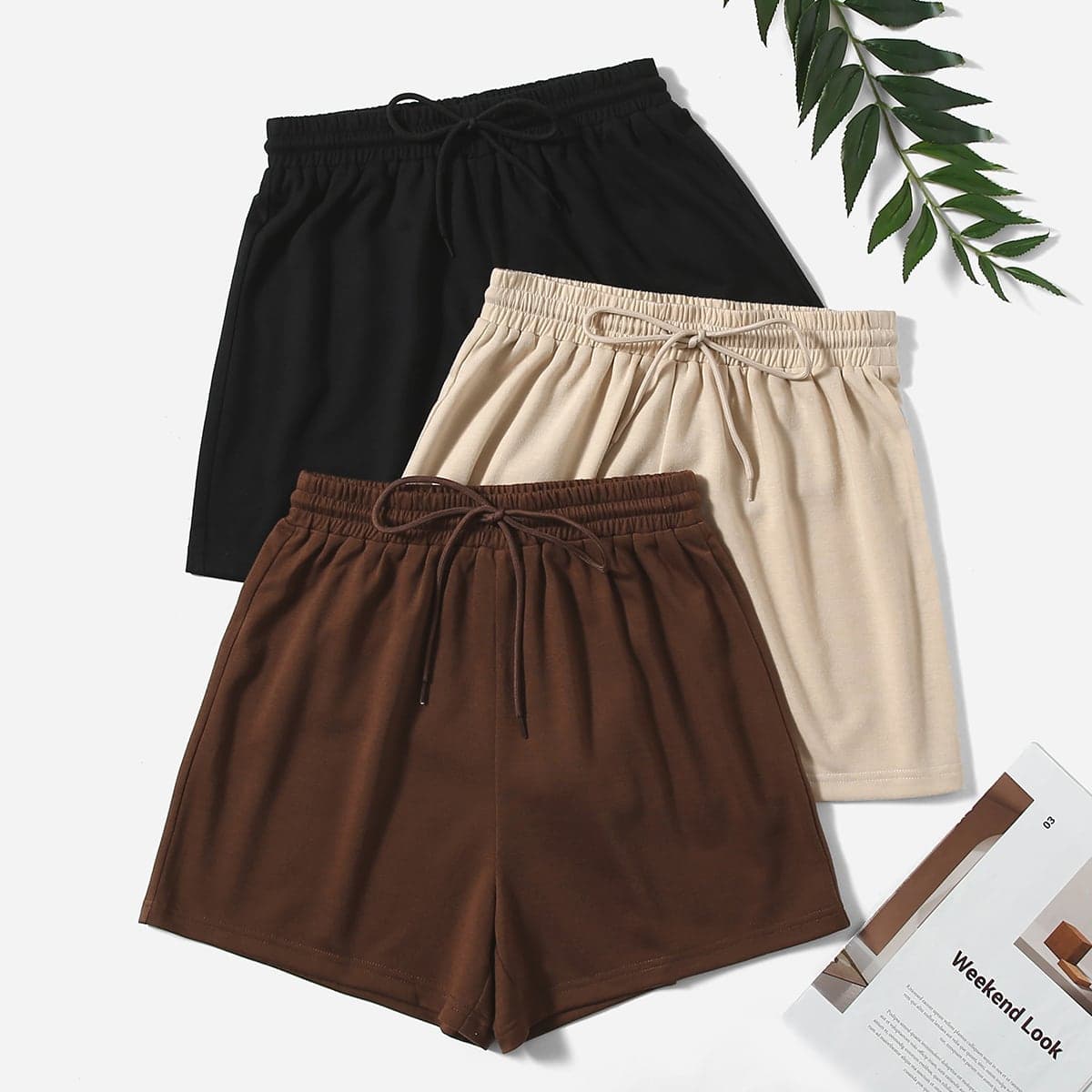 Shorts dÃ©contractÃ©s de printemps et d'Ã©tÃ© pour tous les jours, grande taille, solides avec cordon de serrage