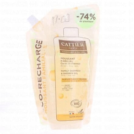 CATTIER Moussant familial fleur d'oranger corps et cheveux bio recharge 1l